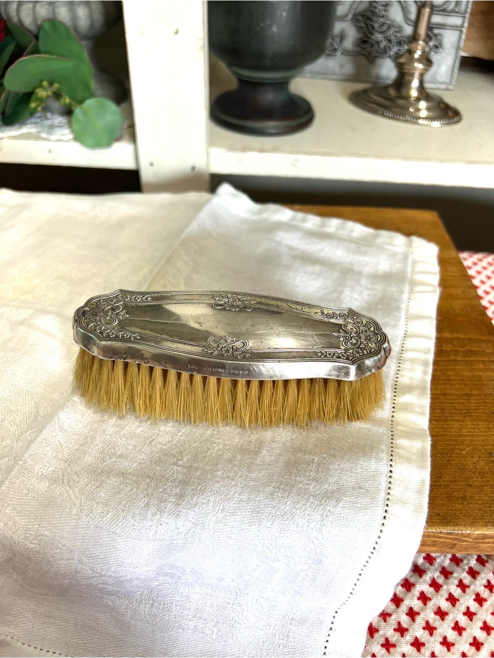Vintage sterling brush f&B 3839 vanity clothes hat cottage core grandma core
